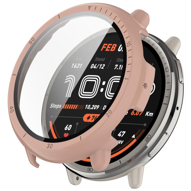For Amazfit Active 2 A2437 Tempered Film Integrated PC Watch Protective Case(Cherry Pink) - Watch Cases by buy2fix | Online Shopping UK | buy2fix