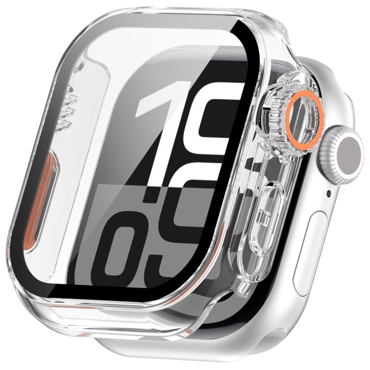 For Apple Watch Series 11 / 10 42mm Change to Ultra 49mm Tempered Film Integrated PC Button Watch Case(Transparent Color) - Watch Cases by buy2fix | Online Shopping UK | buy2fix