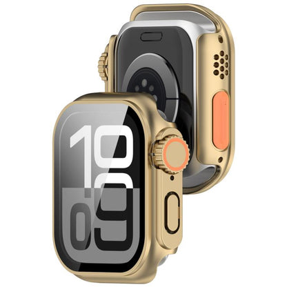 For Apple Watch Series 11 / 10 42mm Change to Ultra 49mm Tempered Film Integrated PC Button Watch Case(Champagne Gold) - Watch Cases by buy2fix | Online Shopping UK | buy2fix