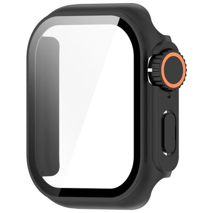 For Apple Watch Series 11 / 10 46mm Change to Ultra 49mm Tempered Film Integrated PC Button Watch Case(Black) - Watch Cases by buy2fix | Online Shopping UK | buy2fix