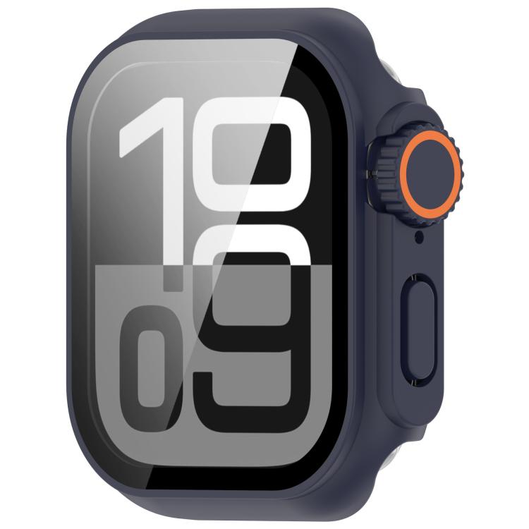 For Apple Watch Series 10 46mm Change to Ultra 49mm Tempered Film Integrated PC Button Watch Case(Midnight Blue) - Watch Cases by buy2fix | Online Shopping UK | buy2fix