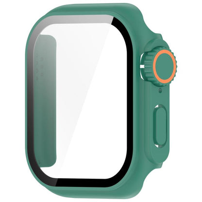 For Apple Watch Series 9/8/7 45mm Change to Ultra 49mm Tempered Film Integrated PC Button Watch Case(Green) - Watch Cases by buy2fix | Online Shopping UK | buy2fix