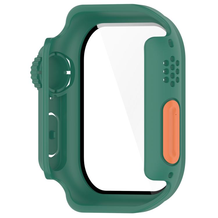 For Apple Watch Series 9/8/7 45mm Change to Ultra 49mm Tempered Film Integrated PC Button Watch Case(Green) - Watch Cases by buy2fix | Online Shopping UK | buy2fix
