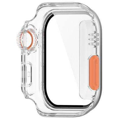 For Apple Watch Series 9/8/7 45mm Change to Ultra 49mm Tempered Film Integrated PC Button Watch Case(Transparent Color) - Watch Cases by buy2fix | Online Shopping UK | buy2fix
