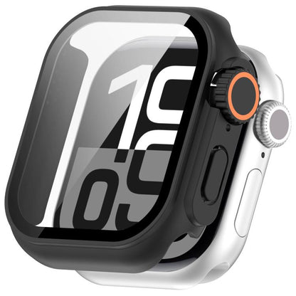 For Apple Watch Series 6/5/4/SE/SE2 44mm Change to Ultra 49mm Tempered Film Integrated PC Button Watch Case(Black) - Watch Cases by buy2fix | Online Shopping UK | buy2fix