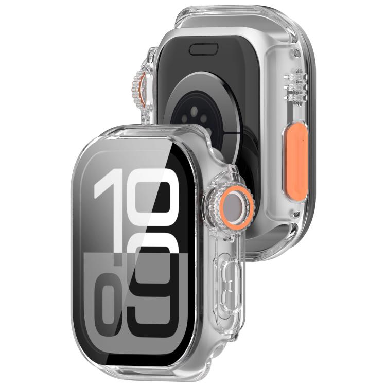 For Apple Watch Series 6/5/4/SE/SE2 44mm Change to Ultra 49mm Tempered Film Integrated PC Button Watch Case(Transparent Color) - Watch Cases by buy2fix | Online Shopping UK | buy2fix