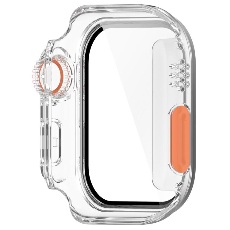 For Apple Watch Series 6/5/4/SE/SE2 44mm Change to Ultra 49mm Tempered Film Integrated PC Button Watch Case(Transparent Color) - Watch Cases by buy2fix | Online Shopping UK | buy2fix