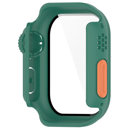 For Apple Watch Series 9/8/7 41mm Change to Ultra 49mm Tempered Film Integrated PC Button Watch Case(Green) - Watch Cases by buy2fix | Online Shopping UK | buy2fix