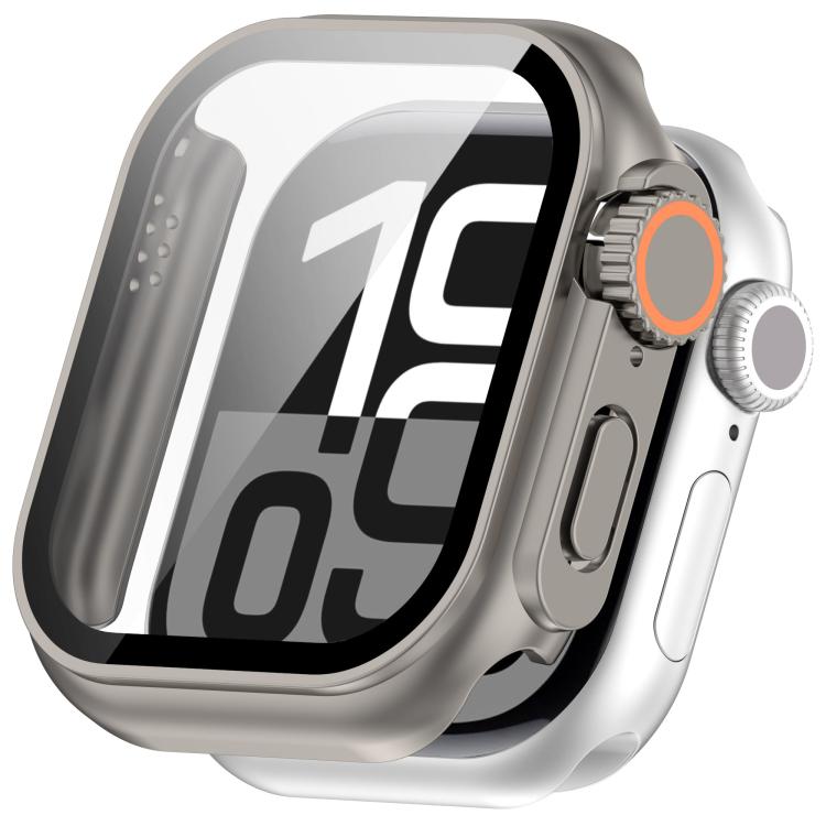 For Apple Watch Series 9/8/7 41mm Change to Ultra 49mm Tempered Film Integrated PC Button Watch Case(Titanium Steel Color) - Watch Cases by buy2fix | Online Shopping UK | buy2fix