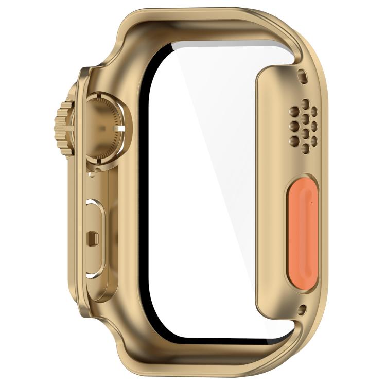 For Apple Watch Series 6/5/4/SE/SE2 40mm Change to Ultra 49mm Tempered Film Integrated PC Button Watch Case(Champagne Gold) - Watch Cases by buy2fix | Online Shopping UK | buy2fix