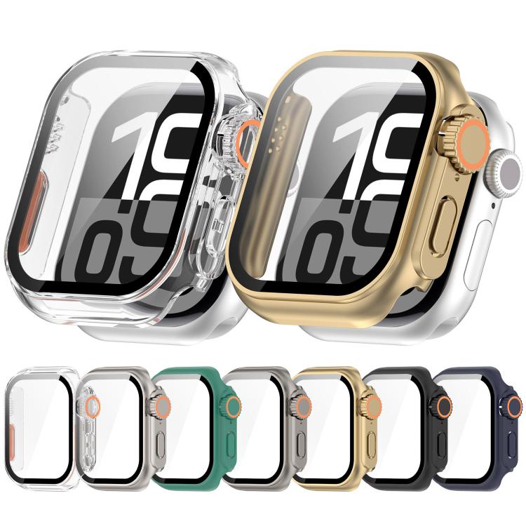 For Apple Watch Series 9/8/7 45mm Change to Ultra 49mm Tempered Film Integrated PC Button Watch Case(Titanium Steel Color) - Watch Cases by buy2fix | Online Shopping UK | buy2fix