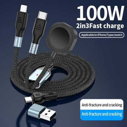 2m 2-in-2 100W PD Fast Charging Date Cable for Phone and Watch - Multifunction Cable by buy2fix | Online Shopping UK | buy2fix