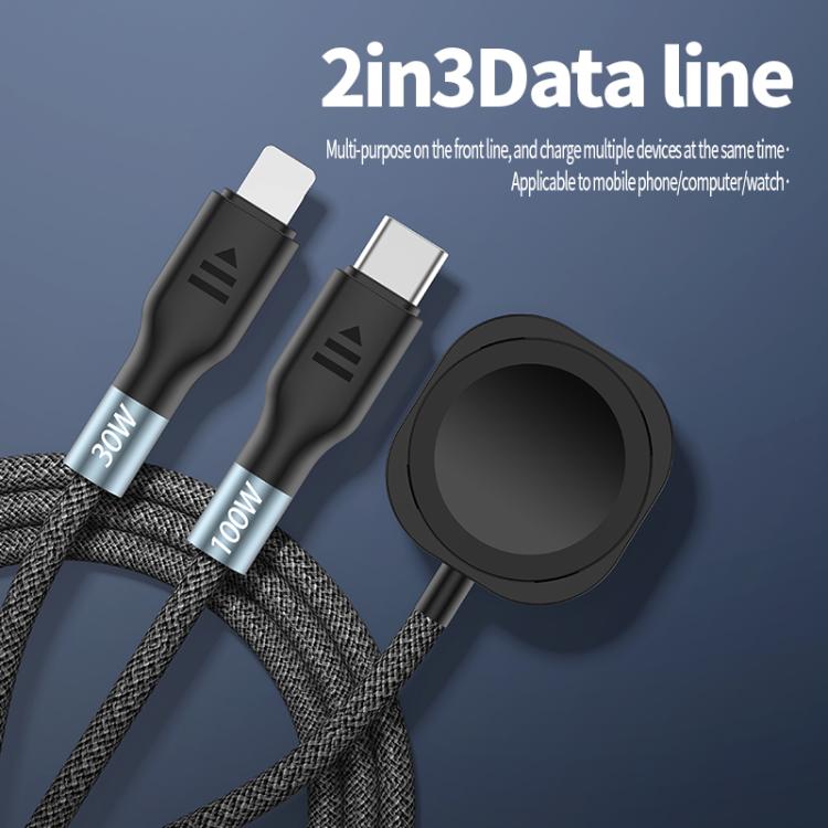 2m 2-in-2 100W PD Fast Charging Date Cable for Phone and Watch - Multifunction Cable by buy2fix | Online Shopping UK | buy2fix