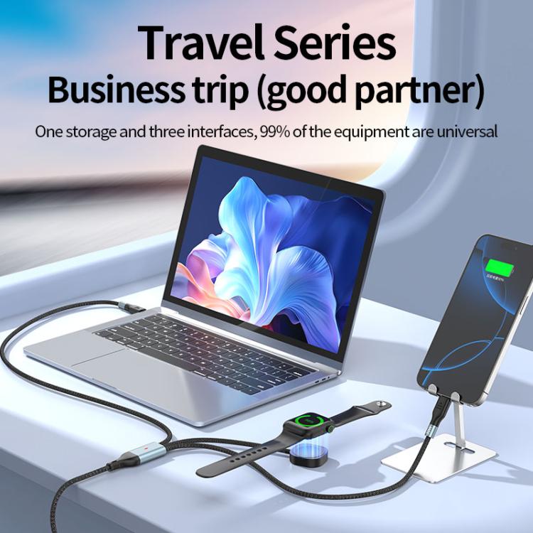 2m 2-in-2 100W PD Fast Charging Date Cable for Phone and Watch - Multifunction Cable by buy2fix | Online Shopping UK | buy2fix