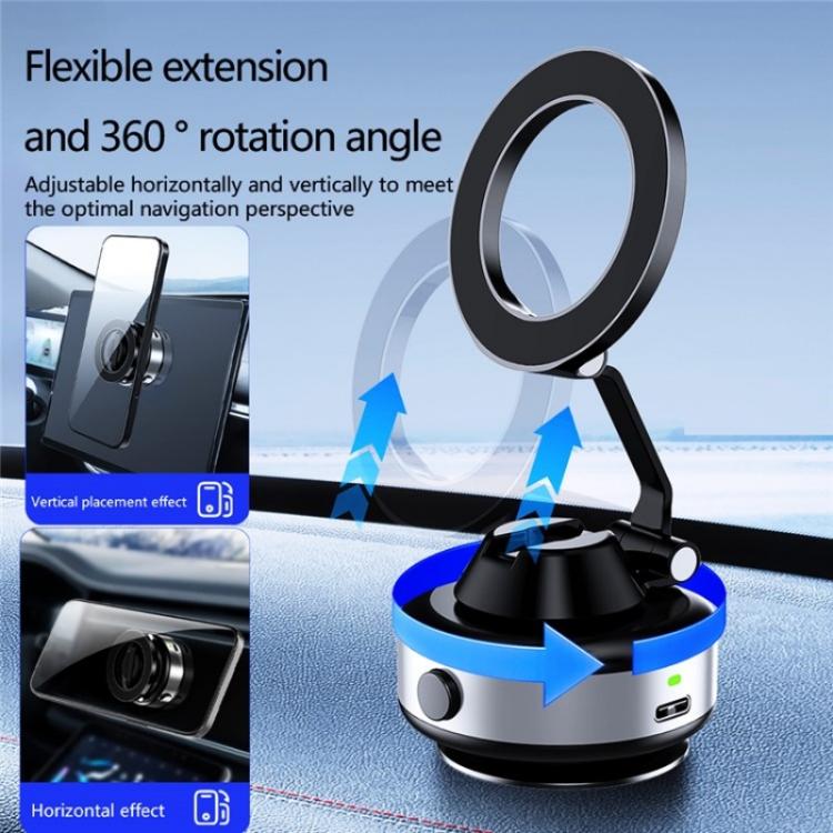 X98 Magnetic Vacuum Suction Electric Absorption Cellphone Stand Desktop Car Phone Holder(Black) - Universal Car Holders by buy2fix | Online Shopping UK | buy2fix