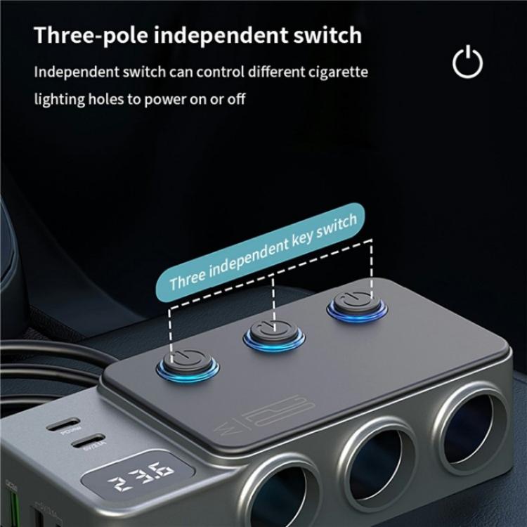 GC06 Voltage Display Cigarette Lighter Adapter Car Charger High Power Fast Charging - Cigar Socket by buy2fix | Online Shopping UK | buy2fix