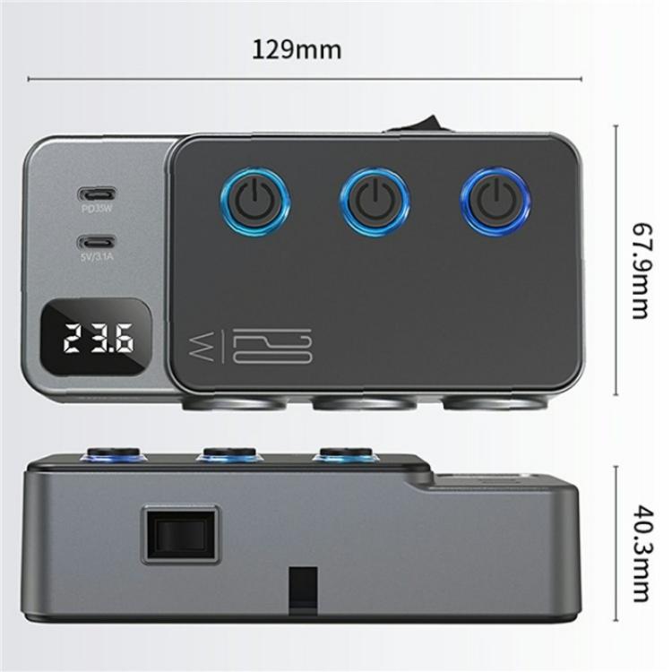 GC06 Voltage Display Cigarette Lighter Adapter Car Charger High Power Fast Charging - Cigar Socket by buy2fix | Online Shopping UK | buy2fix