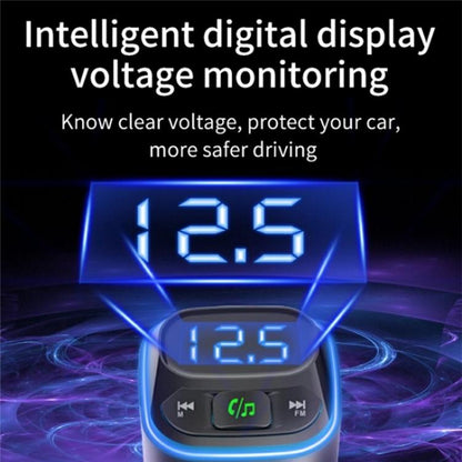 BC80 Hands-Free Calling Voltage Display Adapter Car Charger Bluetooth-Compatible MP3 Player - Bluetooth Car Kits by buy2fix | Online Shopping UK | buy2fix