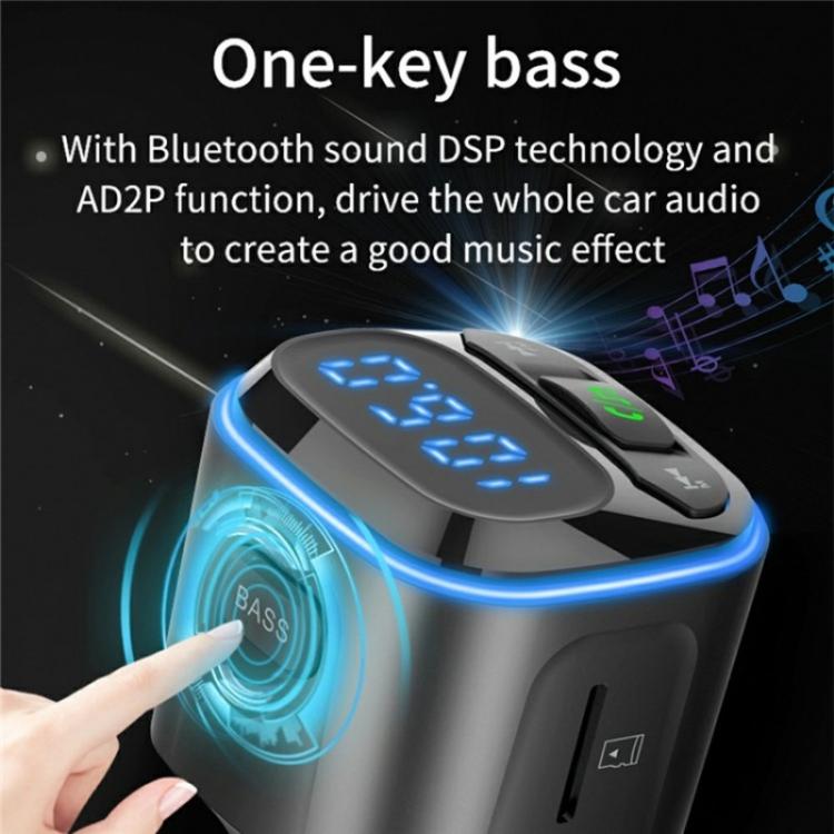 BC80 Hands-Free Calling Voltage Display Adapter Car Charger Bluetooth-Compatible MP3 Player - Bluetooth Car Kits by buy2fix | Online Shopping UK | buy2fix