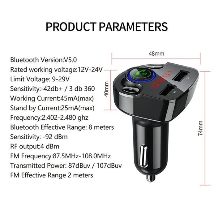 G32 Bluetooth MP3 Player Voice Navigation Car Charger Voltage Detection FM Transmitter - Bluetooth Car Kits by buy2fix | Online Shopping UK | buy2fix