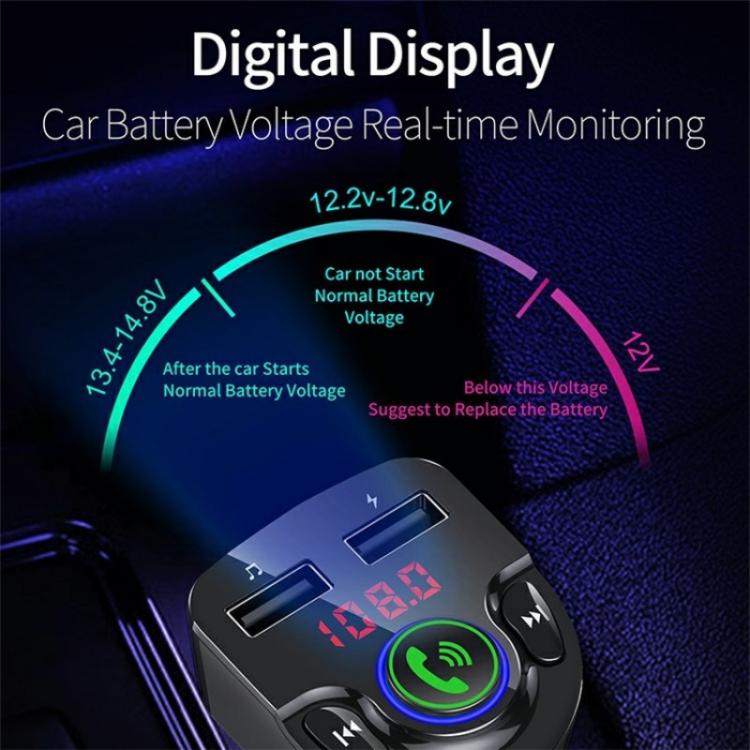 G32 Bluetooth MP3 Player Voice Navigation Car Charger Voltage Detection FM Transmitter - Bluetooth Car Kits by buy2fix | Online Shopping UK | buy2fix
