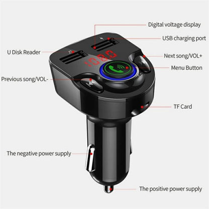G32 Bluetooth MP3 Player Voice Navigation Car Charger Voltage Detection FM Transmitter - Bluetooth Car Kits by buy2fix | Online Shopping UK | buy2fix
