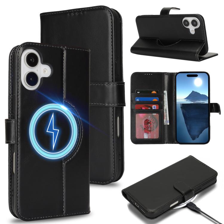 For iPhone 13 Pro Genuine Leather Card Wallet MagSafe Phone Case(Black) - iPhone 13 Pro Cases by buy2fix | Online Shopping UK | buy2fix