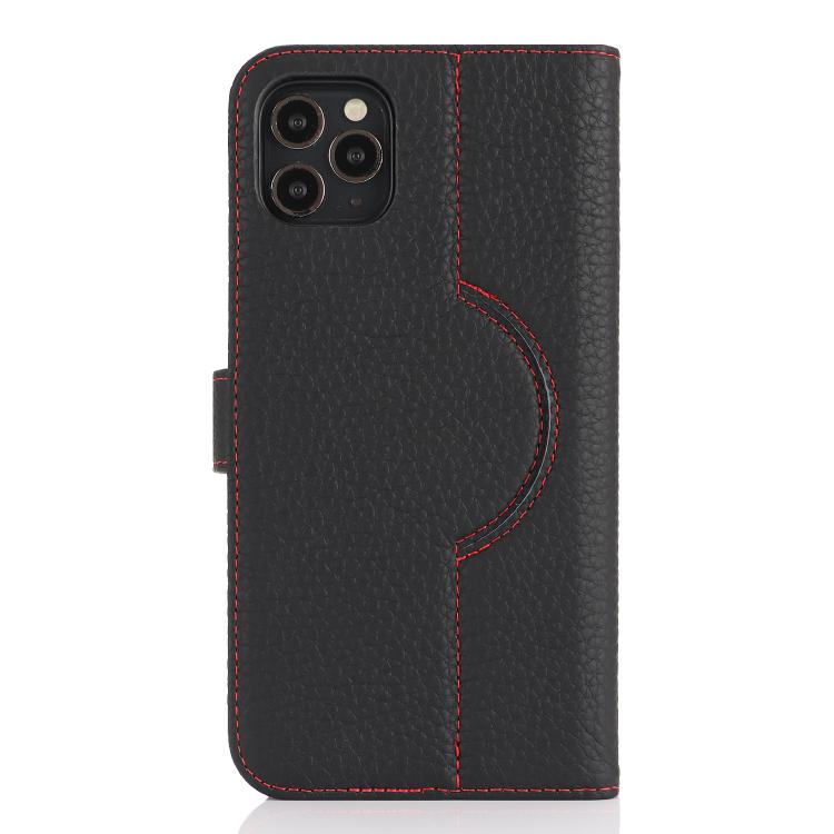 For iPhone 13 Pro Genuine Leather Card Wallet MagSafe Phone Case(Litchi Black) - iPhone 13 Pro Cases by buy2fix | Online Shopping UK | buy2fix