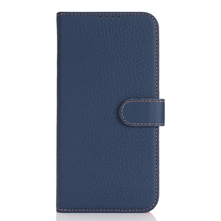 For iPhone 13 Pro Genuine Leather Card Wallet MagSafe Phone Case(Litchi Dark Blue) - iPhone 13 Pro Cases by buy2fix | Online Shopping UK | buy2fix