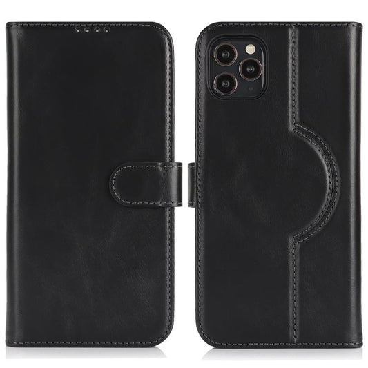 ForiPhone 13 Pro Max / 12 Pro Max Genuine Leather Card Wallet MagSafe Phone Case(Black) - iPhone 13 Pro Max Cases by buy2fix | Online Shopping UK | buy2fix