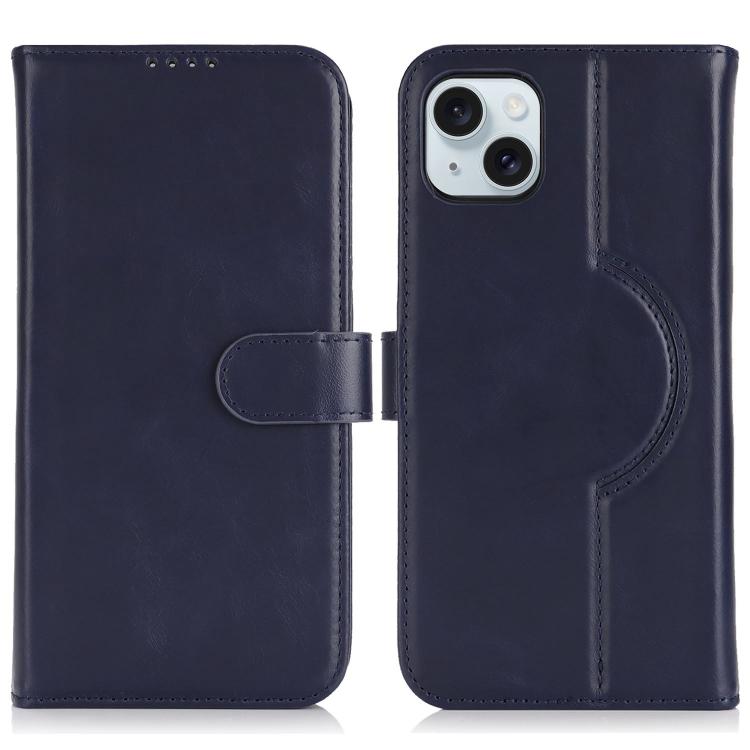 For iPhone 15 Genuine Leather Card Wallet MagSafe Phone Case(Dark Blue) - iPhone 15 Cases by buy2fix | Online Shopping UK | buy2fix