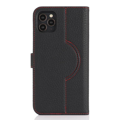 For iPhone 16 Pro Genuine Leather Card Wallet MagSafe Phone Case(Litchi Black) - iPhone 16 Pro Cases by buy2fix | Online Shopping UK | buy2fix