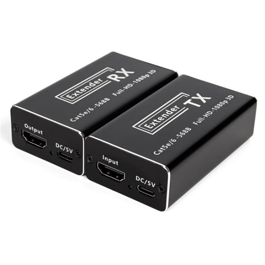 D1-1 / D2-1 Network Cable HD Video Signal Transmitter 50m Extender HDMI to RJ45 Extender, Plug:EU Plug