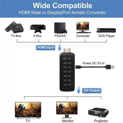 HD2 Video Streaming Gaming HDMI 2.0b to DisplayPort 1.4 Adapter 4K 60Hz/HDCP 2.3 Converter - Converter by buy2fix | Online Shopping UK | buy2fix