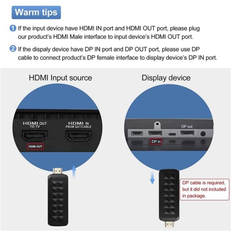 HD2 Video Streaming Gaming HDMI 2.0b to DisplayPort 1.4 Adapter 4K 60Hz/HDCP 2.3 Converter - Converter by buy2fix | Online Shopping UK | buy2fix