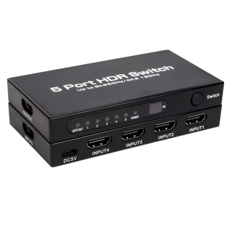 Q8-5 For Home Theater / Office HDMI 2.1 5x1 Switch 8K 60Hz Gaming Video Switcher  Control, Plug:US Plug - Switch by buy2fix | Online Shopping UK | buy2fix