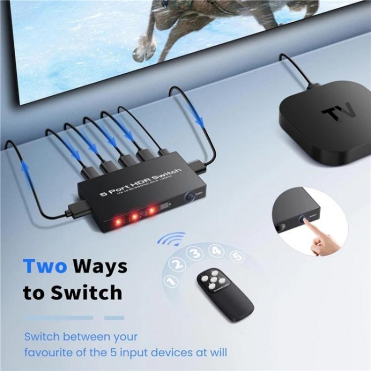 Q8-5 For Home Theater / Office HDMI 2.1 5x1 Switch 8K 60Hz Gaming Video Switcher  Control, Plug:US Plug - Switch by buy2fix | Online Shopping UK | buy2fix