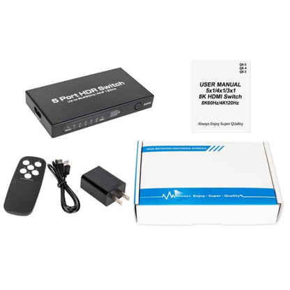 Q8-5 For Home Theater / Office HDMI 2.1 5x1 Switch 8K 60Hz Gaming Video Switcher  Control, Plug:EU Plug - Switch by buy2fix | Online Shopping UK | buy2fix