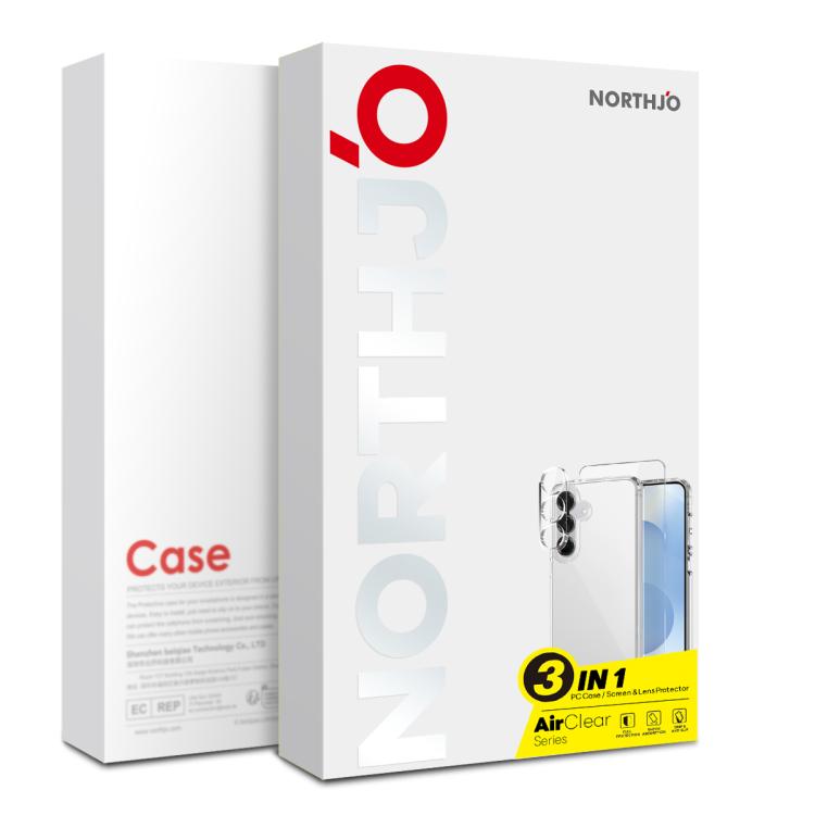 For Samsung Galaxy S25 5G NORTHJO 3 in 1 Clear Phone Case with Screen Protector Lens Film - Galaxy S25 5G Cases by NORTHJO | Online Shopping UK | buy2fix