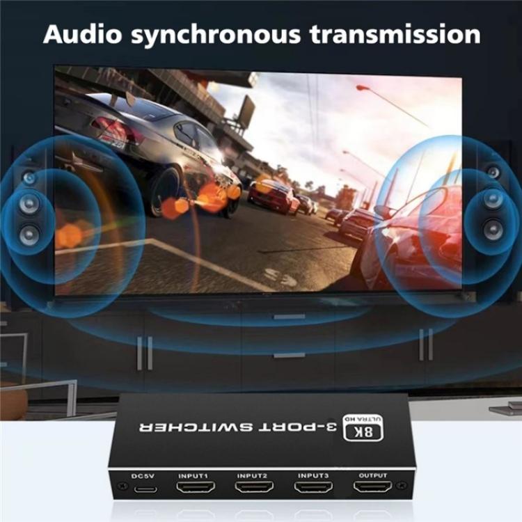 Q8Q3-3 Gaming Home Theater HDMI 2.1 Switch 3x1 8K 4K 120Hz HDR Audio Video Synchronizer - Switch by buy2fix | Online Shopping UK | buy2fix