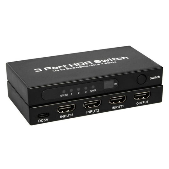 Q8-3 For Gaming Consoles PC TV Box Ultra Thin 3x1 HDMI 2.1 Switch 8K 60Hz Adapter