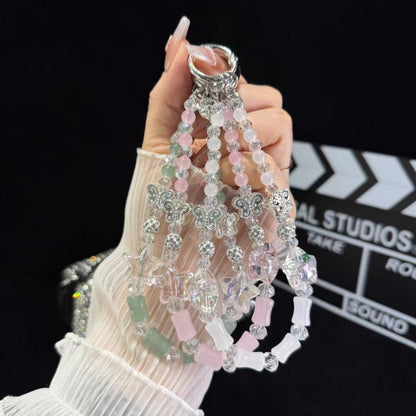 Bamboo Silver Butterfly Phone Chain(Green) - Lanyards & Wrist Straps by buy2fix | Online Shopping UK | buy2fix