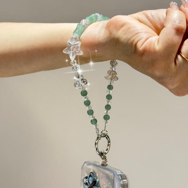 Bamboo Silver Butterfly Phone Chain(White) - Lanyards & Wrist Straps by buy2fix | Online Shopping UK | buy2fix