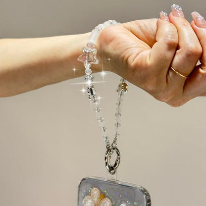 Bamboo Silver Butterfly Phone Chain(Pink) - Lanyards & Wrist Straps by buy2fix | Online Shopping UK | buy2fix