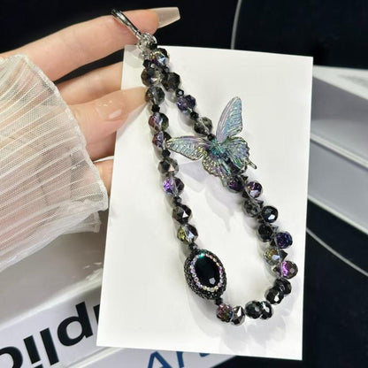 Heavy Industry Diamond-Rncrusted Sparkle Retro Phone Chain(Black) - Lanyards & Wrist Straps by buy2fix | Online Shopping UK | buy2fix