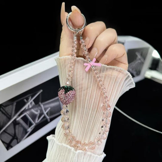 Full Of Diamond Strawberry Phone Chain(Pink) - Lanyards & Wrist Straps by buy2fix | Online Shopping UK | buy2fix