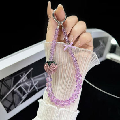 Full Of Diamond Strawberry Phone Chain(Purple) - Lanyards & Wrist Straps by buy2fix | Online Shopping UK | buy2fix