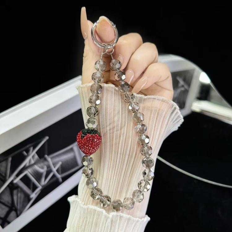 Full Of Diamond Strawberry Phone Chain(Black) - Lanyards & Wrist Straps by buy2fix | Online Shopping UK | buy2fix