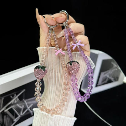 Full Of Diamond Strawberry Phone Chain(Purple) - Lanyards & Wrist Straps by buy2fix | Online Shopping UK | buy2fix