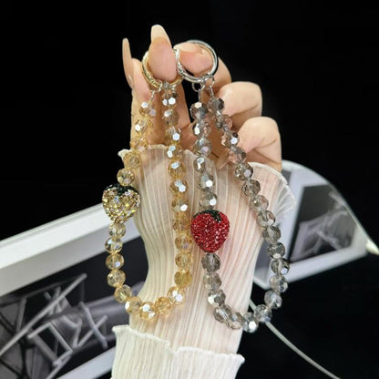 Full Of Diamond Strawberry Phone Chain(Pink) - Lanyards & Wrist Straps by buy2fix | Online Shopping UK | buy2fix